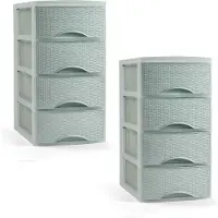 PlasticForte Ladeblokje/bureau organizer met 4 lades - 2x - mintgroen - H34 x B18 x D25 cm