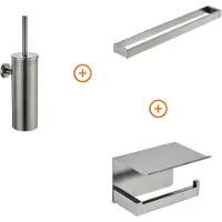 Guido Gusto Toilet accessoires set Gun metal design met beugel