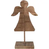 Clayre & Eef Decoratie Beeld Engel 18x8x30 cm Bruin Hout Bruin