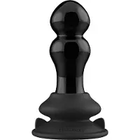 Erotic Treasure Glazen Butt Plug met Vibratie en Ribbels - Rimly
