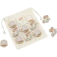 Tryco Wooden Tic Tac Toe Mermaid - Houten Bordspel - Boter Kaas en Eieren met Zeemeerminnen - Stimuleert Strategisch Denken en Motoriek - Vanaf 3 Jaar