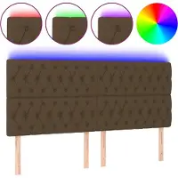 vidaXL Hoofdbord LED 180x7x118/128 cm stof donkerbruin