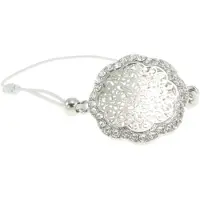 Behave - armbandje met bloem en steentjes - wit - romantisch