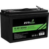 Ecoline - LifePo4 12V 100AH - 100000mAh lithium Batterij - 329 x 172 x 214 - Deep Cycle Accu + Bluetooth.