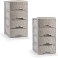 PlasticForte Ladeblokje/bureau organizer met 4 lades - 2x - beige - H34 x B18 x D25 cm