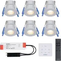 HOFTRONIC™ Milano - 6x inbouwspots veranda - Dimbaar LED - Complete set met afstandsbediening & muurdimmer - Plug & Play - 12 Volt 3 watt - 2700K 200 lumen - IP6