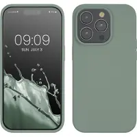 Kwmobile telefoonhoesje geschikt voor Apple iPhone 14 Pro - Hoesje met siliconen coating - Smartphone case in Regenwashed groen