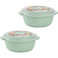 Forte Plastics Plastic Forte Magnetronschaal met deksel/ventiel - 2x - 1,5 liter - licht groen - kunststof - BPA vrij - keukenhulpmidde
