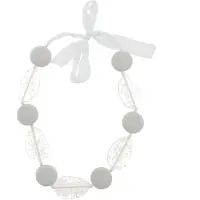 Behave - Witte kralenketting met strik - Lange dames ketting 70 cm