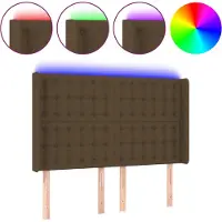 vidaXL Hoofdbord LED 147x16x118/128 cm stof donkerbruin