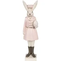 Clayre & Eef Beeld Konijn 23 cm Beige Roze Polyresin Paasdecoratie Beige Paasdecoratie