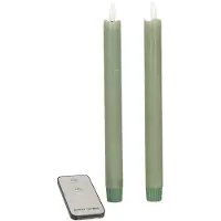 Anna's Collection LED Dinerkaars Rustiek Groen D 2,5 H 23 Cm 2 Stuks