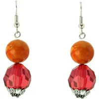 Behave - Oorhangers met kralen rood oranje - Bohemian festival stijl