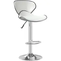 The Living Store Barkrukken - 45.5 x 45 x (80 - 101) cm - Wit Kunstleer - Verchroomd Staal