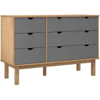 vidaXL Ladekast OTTA 111x43x73,5 cm grenenhout bruin en grijs