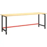 The Living Store Werkbankgestell, matzwart en matrood, 220x57x79 cm, metaal
