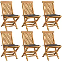 vidaXL Tuinstoelen 6 st met antracietkleurige kussens massief teakhout