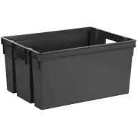 Eda Plastiques Opbergbox/Opbergkrat 50 L - zwart - kunststof - 56 x 41 x 29 - stapelbaar/nestbaar - Opbergbox