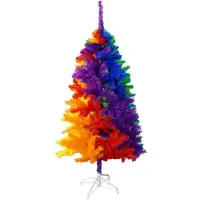 Mikamax Regenboog Kerstboom 150cm - Inclusief Metalen Basis - Kleurrijke PVC Boom