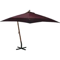 vidaXL Zweefparasol met paal 3x3 m massief vurenhout bordeauxrood