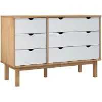 vidaXL Ladekast OTTA 111x43x73,5 cm massief grenenhout bruin en wit