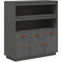 vidaXL Hoge kast 100x40x108,5 cm massief grenenhout grijs