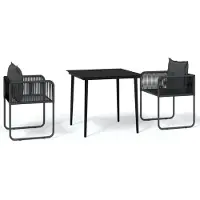 vidaXL 3-delige tuinset, zwart