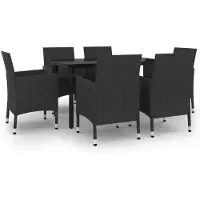 vidaXL 7-delige Tuinset met kussens poly rattan en glas