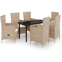 vidaXL 7-delige tuinset met kussens, beige