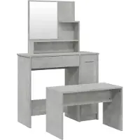 vidaXL Make-up tafelset, betonkleur, 86,5 x 35 x 136 cm