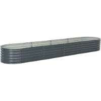 vidaXL Plantenbak verhoogd 400x80x44 cm gegalvaniseerd staal grijs