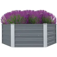 vidaXL Plantenbak verhoogd 129x129x45 cm gegalvaniseerd staal grijs