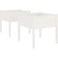 vidaXL Plantenbakken 2 st 70x70x70 cm massief grenenhout wit