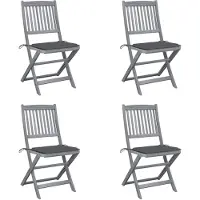 vidaXL Tuinstoelen 4 st inklapbaar met kussens massief acaciahout