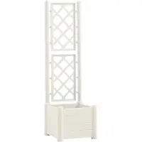 vidaXL Plantenbak met latwerk 43x43x142 cm PP wit