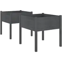 vidaXL Plantenbakken 2 st 70x70x70 cm massief grenenhout grijs