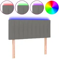 vidaXL Hoofdbord LED 80x5x78/88 cm stof donkergrijs