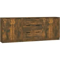 The Living Store Dressoir Gerookt Eiken - 60x30x70 cm - Bewerkt hout