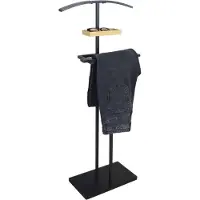 MISOU Dressboy - Kledingstandaard - Kledinghouder - Kledingbutler - Zwart - 114 cm - Kledingrek - Bamboe en metaal