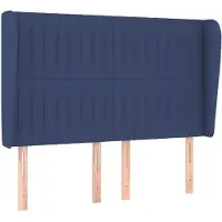 vidaXL Hoofdbord met randen 147x23x118/128 cm stof blauw