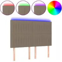 vidaXL Hoofdbord LED 144x5x118/128 cm stof taupe