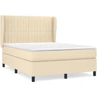 vidaXL Boxspring met matras stof crèmekleurig 140x190 cm