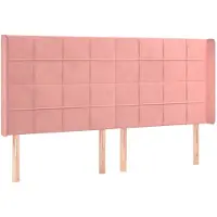 vidaXL Hoofdbord met randen 203x16x118/128 cm fluweel roze