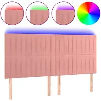vidaXL Hoofdbord LED 200x5x118/128 cm fluweel roze