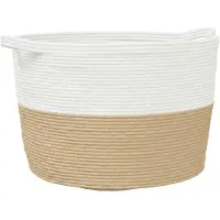 vidaXL Wasmand Ø 60x36 cm katoen beige en wit