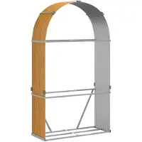 vidaXL Haardhoutopslag 120x45x210 cm gegalvaniseerd staal houtlook