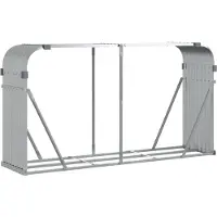 vidaXL Haardhoutopslag 180x45x100 cm gegalvaniseerd staal zilverkleur