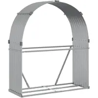 vidaXL Haardhoutopslag 120x45x140 cm gegalvaniseerd staal zilverkleur