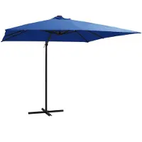 vidaXL Zweefparasol met LED en stalen paal 250x250 cm azuurblauw