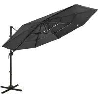 vidaXL Parasol 4-laags met aluminium paal 3x3 m antracietkleurig